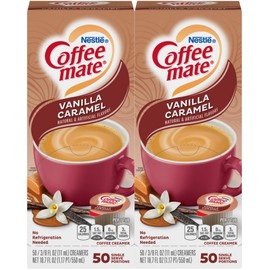 Nestle Coffee mate Liquid Coffee Creamer Singles, Vanilla Caramel, 50 Ct Box (Pack of 2)