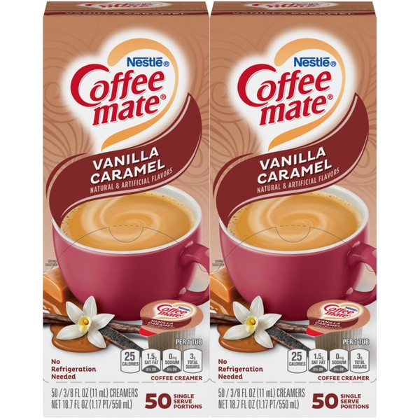 Nestle Coffee mate Liquid Coffee Creamer Singles, Vanilla Caramel, 50