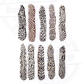 Textile Wooden Blocks Innovative Border Design Printing Stamps (Set of 10) Htag2160