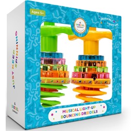 Hanukkah Dreidel Musical Bouncing Light-Up Dreidel Hanukkah Toys, Assorted Colors (8-Pack)