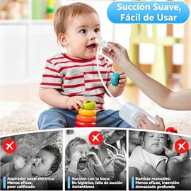 Aspirador Nasal para Bebés, Succionador de Mocos con Bomba Manual y Punta No Invasiva para Despejar Conductos Tapados y Secreciones (Translúcido, Tama