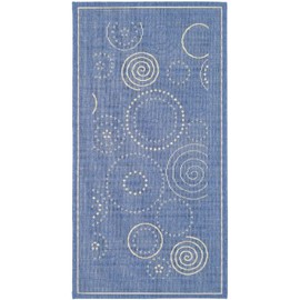 SAFAVIEH Courtyard Collection Accent Rug - 2'7" x 5', Blue & Natural, Indoor/Outdoor & Washable, Ideal for High Traffic Areas in Patio, Backyard, Mudroom, Entryway, Doormat (CY1906-3103-3)