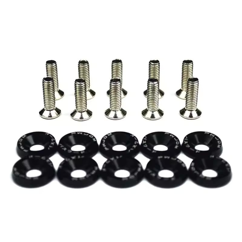 10-Piece M6 Car Fender Washer and Bolt Set for Bumper,