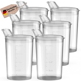 Sippy Cups with Lids 250 ml Sippy Cups Seniors Transparent Set of 6 Cups with 6 x Lids Opening 12 x 10 mm Drinking Cup with Lid Drinking Cup Baby (Transparent)