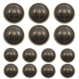 ByaHoGa MB20170 Pack of 14 Bronze Coloured Plastic Buttons 20 mm 15 mm Metal Buttons for Suits Jackets Coats Uniform