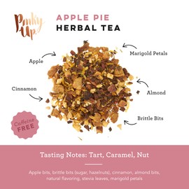 Pinky Up Apple Pie Herbal Tea, Full Leaf Dessert Tea with Cinnamon, Almond, and Hazelnut Brittle, Naturally Caffeine-Free, Compostable Pyramid Sachets, Sweet and Nutty, 1.6 oz, 15 Sachets