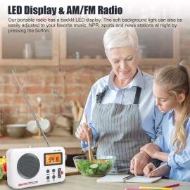 AM/FM Portable Radio with Large LCD Display, Alarm Clock & Superior Reception