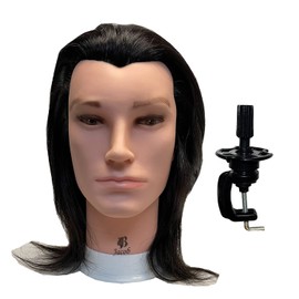 HairZtar 100% Human Hair Male Mannequin Head Hairdresser Training Head Manikin Cosmetology Doll Head