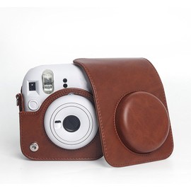 Funda para Cmara Mini 12, Funda Protectora de Piel Sinttica Retro para Cmara Instantnea, Bolsa Porttil para Cmara con Correa Ajustable para el Hombro,