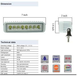 Vcanuplms Waterproof Led Boat Lights, 7inch 2 Pcs 80W 8000LMS Combo Beam Spreader and Deck Marine Light, 12/24V