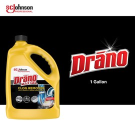 SC Johnson Professional Drano 696642 Max Gel Clog Remover, Bleach Scent, 128 oz Bottle, 4/Carton