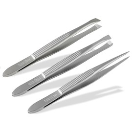 Solingen Professional Tweezers Set Hair Plucking Tweezers 3-Piece Pointed Straight Slanting Precise Made in Germany Solinger Eyebrow Tweezers Made of Stainless Steel