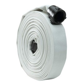 White 1 1/2" x 50' Single Jacket Mill Hose with Aluminum NPSH Couplings