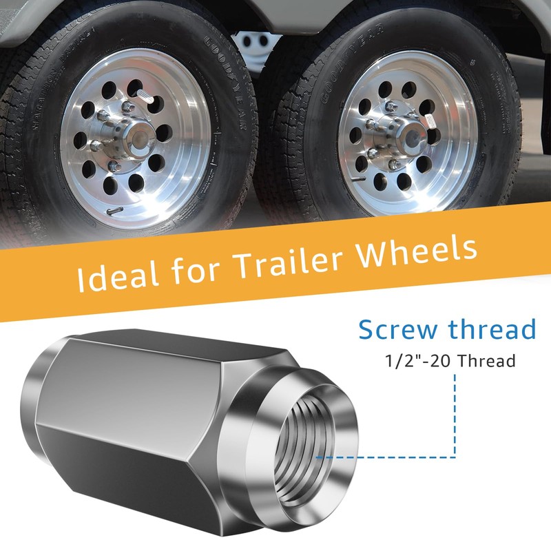 Lusperi Acorn Lug Nuts,1/2"-20 Thread,for Trailer Wheels,1.58" Tall 60 Degree