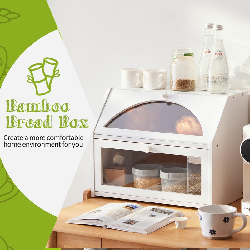 BMOSU Bamboo Bread Box for Kitchen Bread Storage And Organizer
