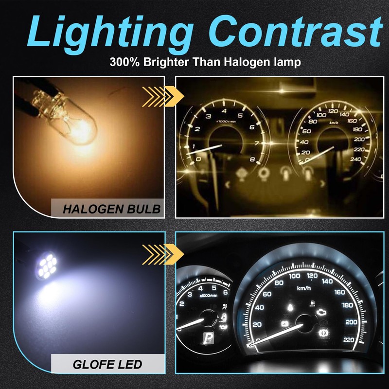 GLOFE 40 Pieces T10 194 168 LED Dash Instrument Light