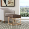 HomePop Decorative Small Square Gold Metal Ottoman | Ottoman Stool
