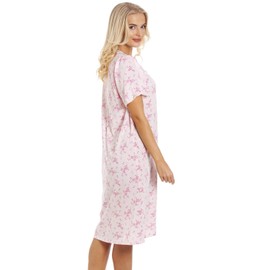 Camille Womens Polycotton Short Sleeve Floral Nightdresses 10-12 Pink