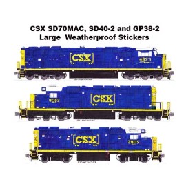 CSX SD70MAC, SD40-2 and GP38-2  3 Large 2.5"x8-10" Stickers Andy Fletcher