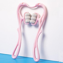 Multifunctional Manual Six-wheel Neck Massager Massage Relieve Roller Massage Tool Body Care Color - Color: pink