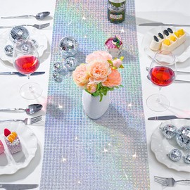 Pack of 2 Disco Table Runners 30 x 180 cm Sequin Table Runner Party Table Runner Retro Disco Party Decoration Birthday Dance Party Wedding Table Decoration