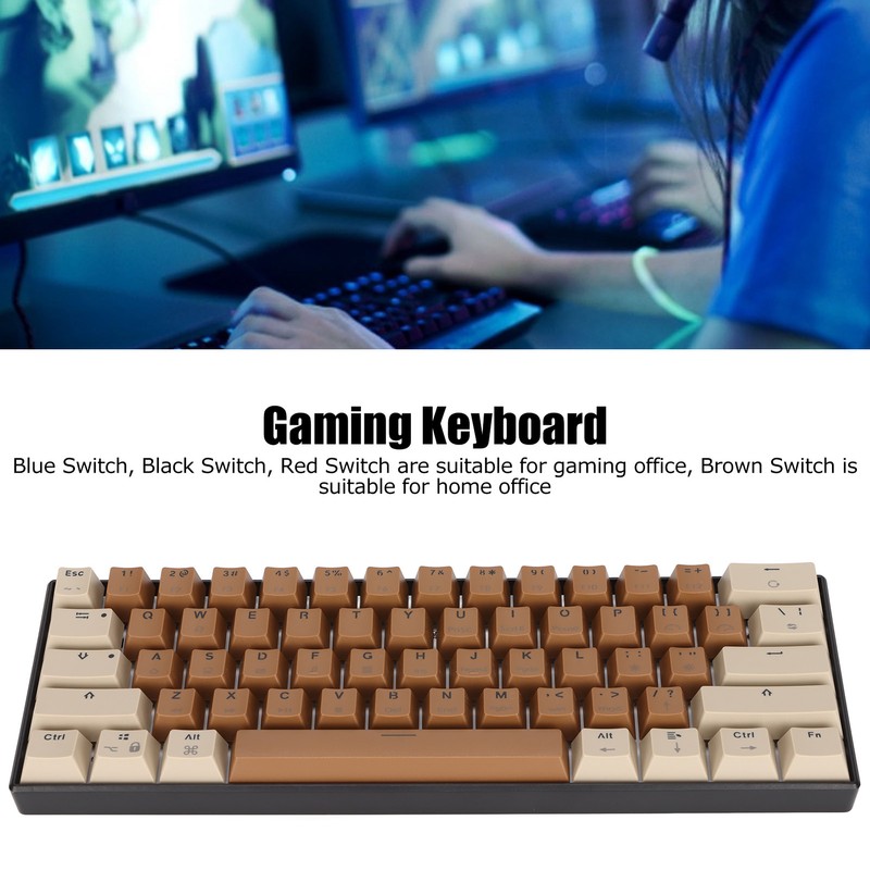 61 Keys Mechanical Keyboard Color Mixing Quick Response Wired Keyboard