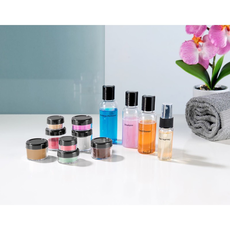 Sichler Beauty Zip pocket with 12 cosmetic containers for flight