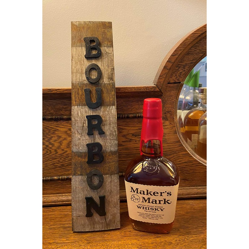 Reclaimed Bourbon Barrel Stave Sign - Decor for Home Bar