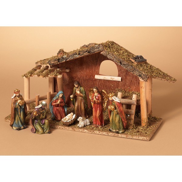 GIL 9 Pc 15.25" L Resin Nativity Sc Christmas, 15.25InL x 5.25InW x 8.25InH, Multicolor