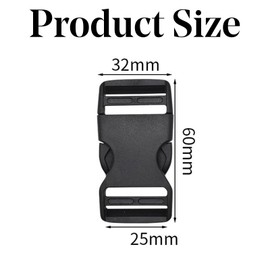 Plastic Side Release Buckle Clip for Luggage, Rucksack/Back Pack, Webbing Strap (25mm - 4 pack, Black)
