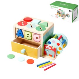 BONOVISTA Wooden Shape Sorter Toys for Toddlers 1-3, Montessori Color Sorting Blocks, Fine Motor Skills Developmental Toys, Shape Sorting & Stacking Sorting Toys for 1 Year Old Boys and Girls