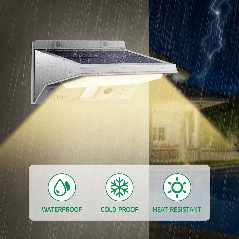 iThird Solar Flood Lights Outdoor Motion Sensor: Stainless Steel Motion