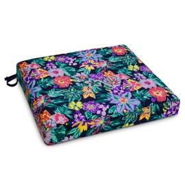 Classic Accessories 62-146-013401-PL Vera Bradley Water-Resistant, 17 x 17 x 3 Inch, Happy Blooms Patio Seat Cushion, 17" L x 17" D x 3" Thick