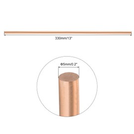 QUARKZMAN Pack of 4 Pure Copper Round Rod 5 mm / 0.2 Inch Diameter 330 mm / 13 Inch Length Solid Copper Rod Turning Steel Bearing for DIY Metal Crafts Metal Working Hobbies