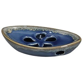 MAKOLO Ceramic Soap Dish with Self Draining Tray Bar Soap Sponge Holder Storage Container Saver Portable Porcelain Double Layer Hole for Bathroom, Kitchen, Counter, Bathtub Shower Decor (Blue)