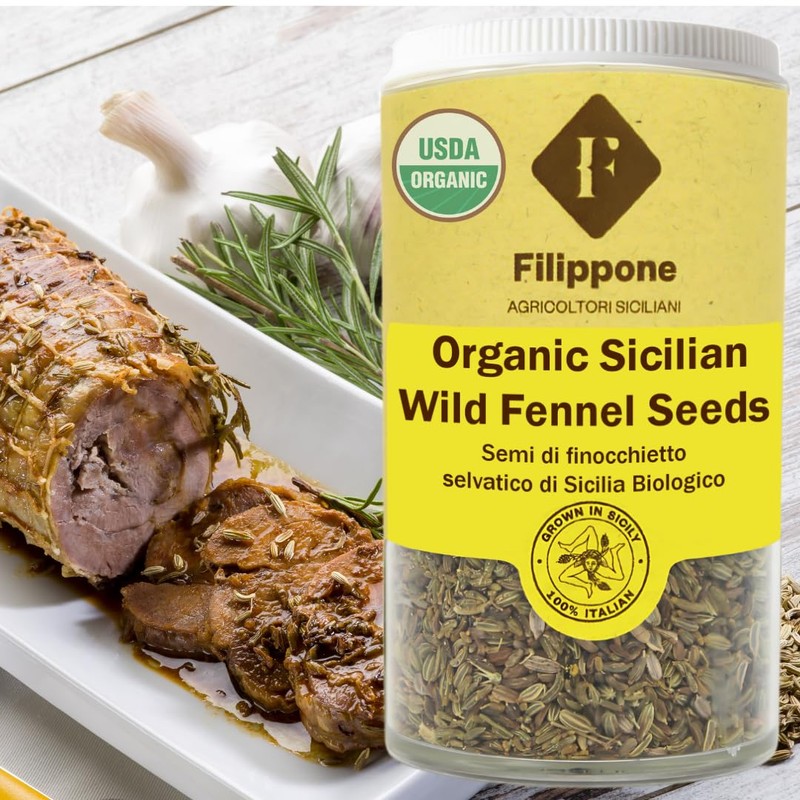 FILIPPONE - Organic Sicilian Fennel Seed, 1.06 oz, Saunf, Sweet