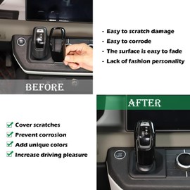 PIUGILH Car Gear Shift Knob Cover Compatible with Land Rover Defender 90 110 130 2020 2021 2022 2023, ABS Knob Gear Stick Protector, Handbrake Shifter Cover(Piano Black)