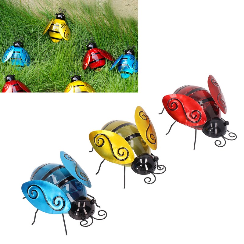 3pcs Solar Bee Lights Cute Innovative Iron Art Solar Powered