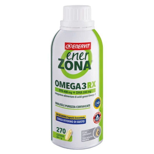 Enervit, Enerzona Omega 3 RX 270 Capsules of 1 g Without Taste Return, Omega 3 IFOS Supplement, Fatty Acids for Heart, Vision and Brain, Omega 3 Fish Oil 1000 mg Capsules, Fish Oil Gluten Free