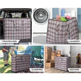 Large Laundry Bags University Dorm Rooms Moving Packing Storage Shopping Waterproof Boxes Heavy Duty Reusable with Strong Handles Zips | Pack of 3 Jumbo 60 x 60 x 18 cm | by POUNDXPENCE Co®