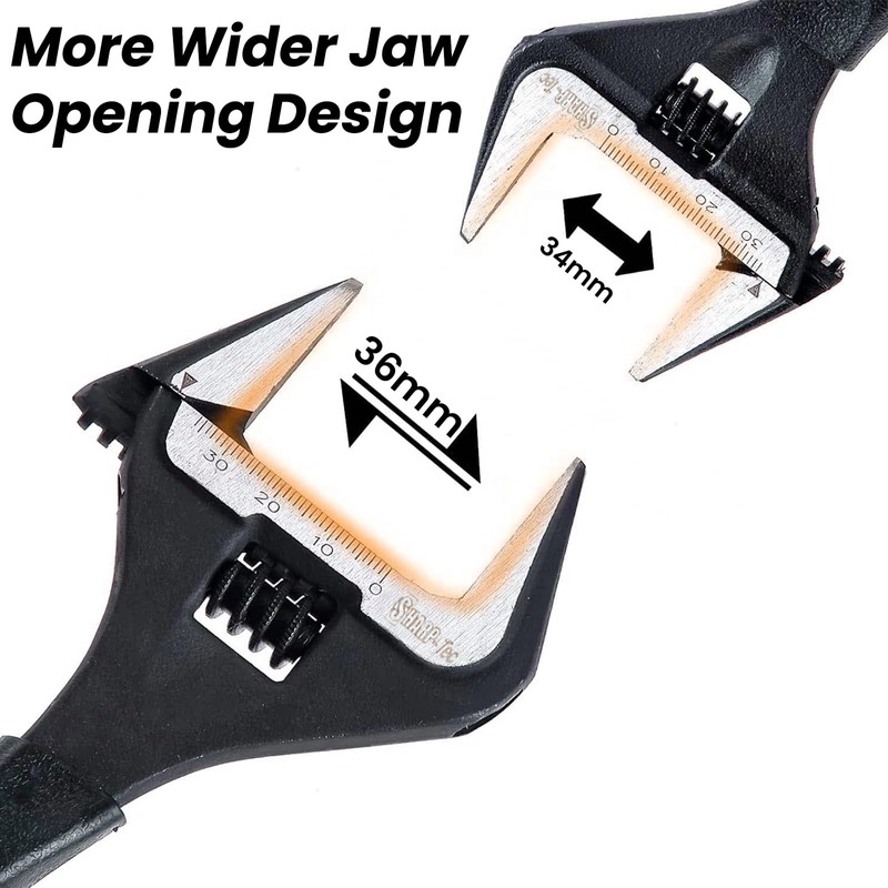 Sharp-tec Adjustable Spanner Set, Wide Jaw Opening Adjustable Wrench, 2PCs