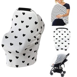 Multi-Use Organic Cotton Nursing Cover Breastfeeding Cover & Nursing Scarf- Stretchy Covers for Baby Carrier, Baby Car Seat Cover Canopy and Shopping Cart for Boys and Girls (NP01)