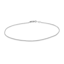 SEA OF ICE Sterling Silver 1mm Diamond-Cut Spiga Wheat Chain Anklet, Size 10"