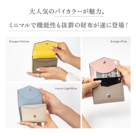 GRAV] [Women's Soft Feel Comfortable x High Visibility Bi-Color Compact Mini Wallet (Resistant to Scratches/Stains, High Quality, Genuine Leather Wallet, 3 Folding Bills Won't Break), Coin Purse,