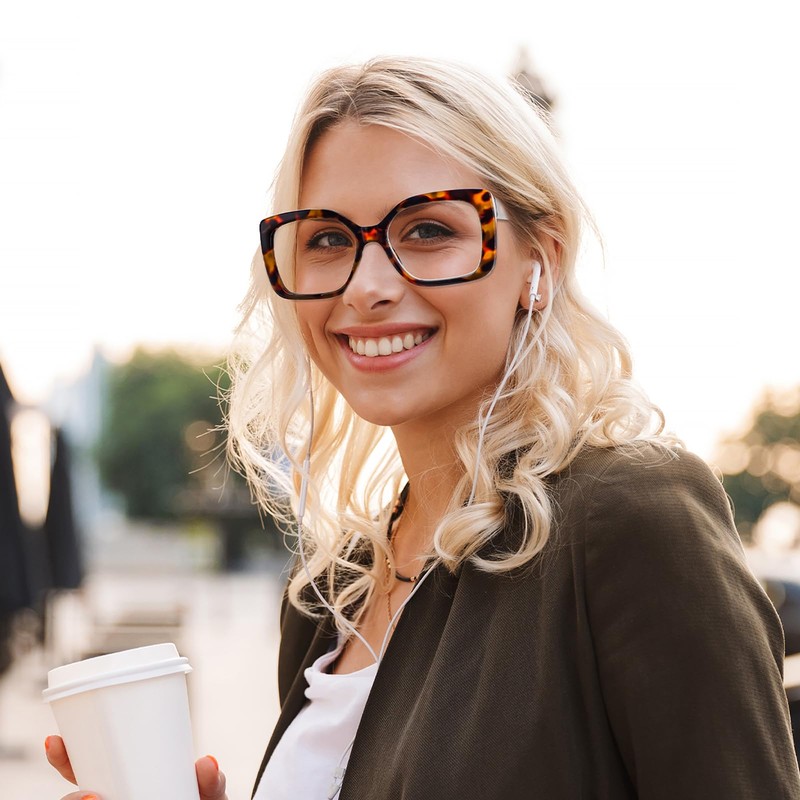 REAVEE 3 Pack Wide Oversized Reading Glasses for Women, Blue