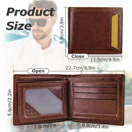 AdiStylinno Slim Bifold Wallet, Soft Leather Multifunctional Men Wallet Fashion Foldable Bifold Wallet for Men with Flip ID Window Credit Card Holder (A, Black)