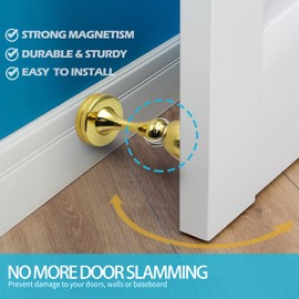 Neoera Magnetic Door Stop（Polished Brass/Gold Color） Door Stopper Strong Magnetic Door Catch for Hold Door Open, Anti-Rust, Heavy Duty for Various Door Types, Wall & Floor Mount 1Pack
