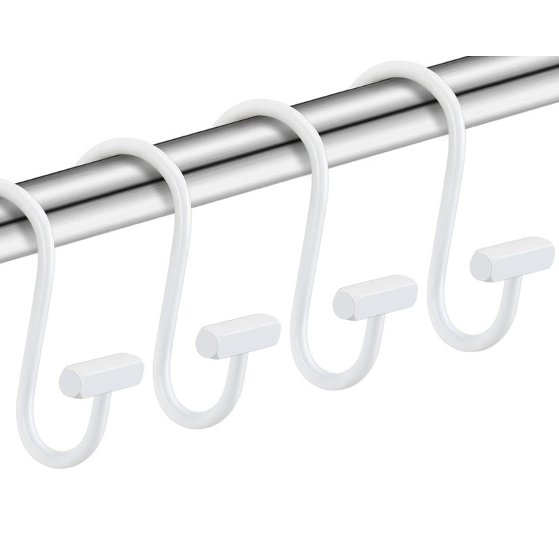 White Shower Curtain Hooks, Rust Proof Shower Curtain Rings for