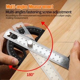 Protractors Angle Ruler Angle Finder Ruler Machinist Protractor Angle Measuring Tool 12-Inch Woodworking Ruler for Woodworking/Carpenter/Construction/Measurement/Hobbyists