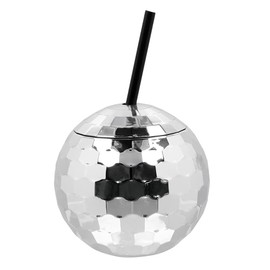 Boland - Disco Ball Cup with Straw, 550 ml, Drinking Cup for Party or Garden Party, Party Cups with Straw, Plastic Cups, Party Tableware